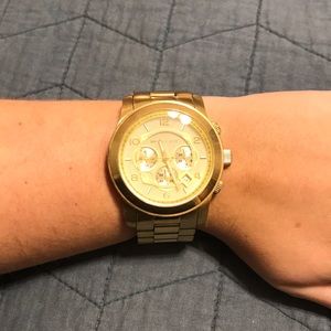 Runway Oversized Gold Tone Stainless Steel Watch